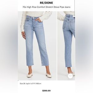 Re/Done 70s High Rise Comfort Stretch Stove Pipe Jeans